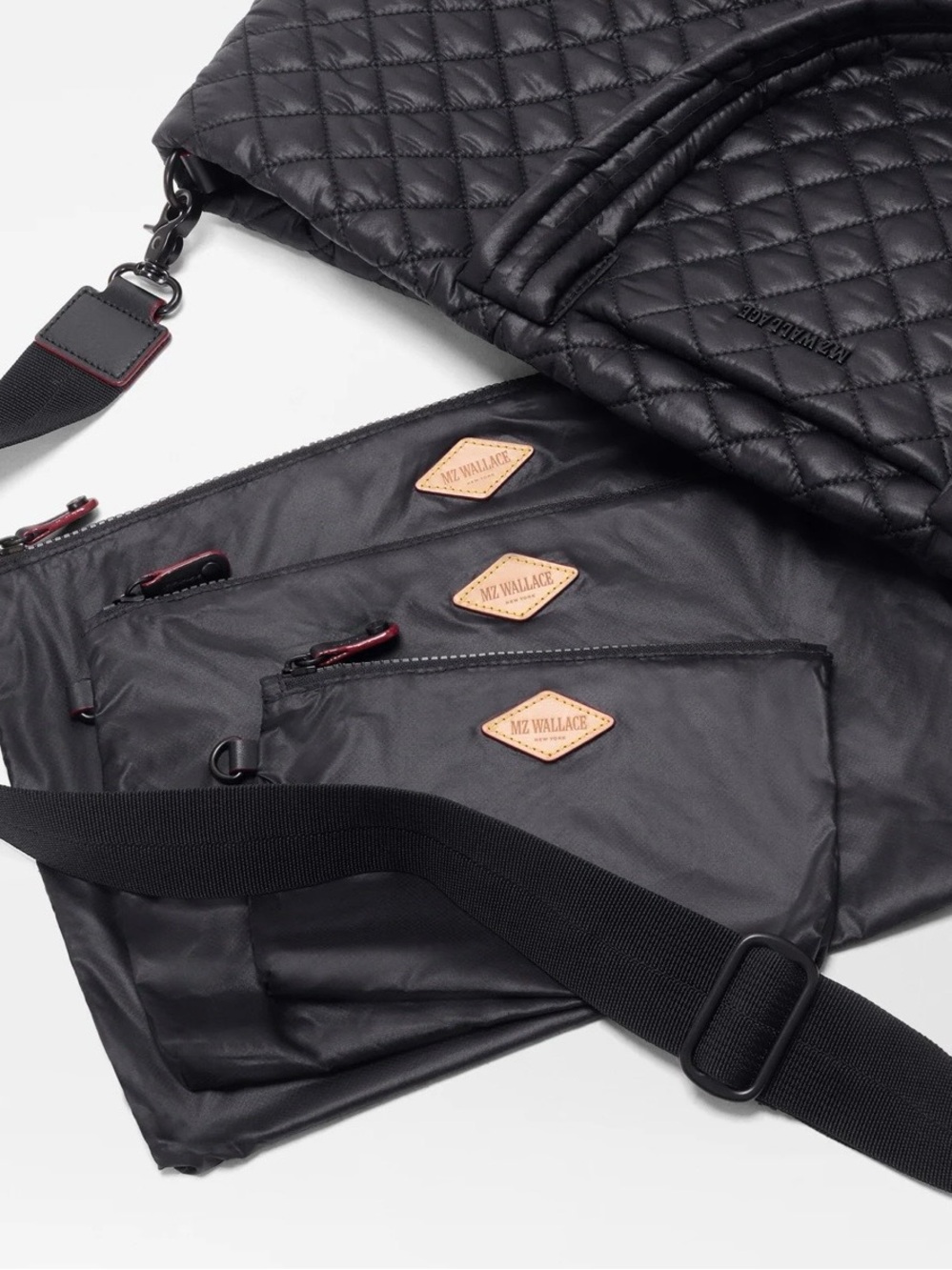 MZ Wallace Black Quilted Metro Tote with Top Handles and Shoulder Strap - Picture 3 of 8